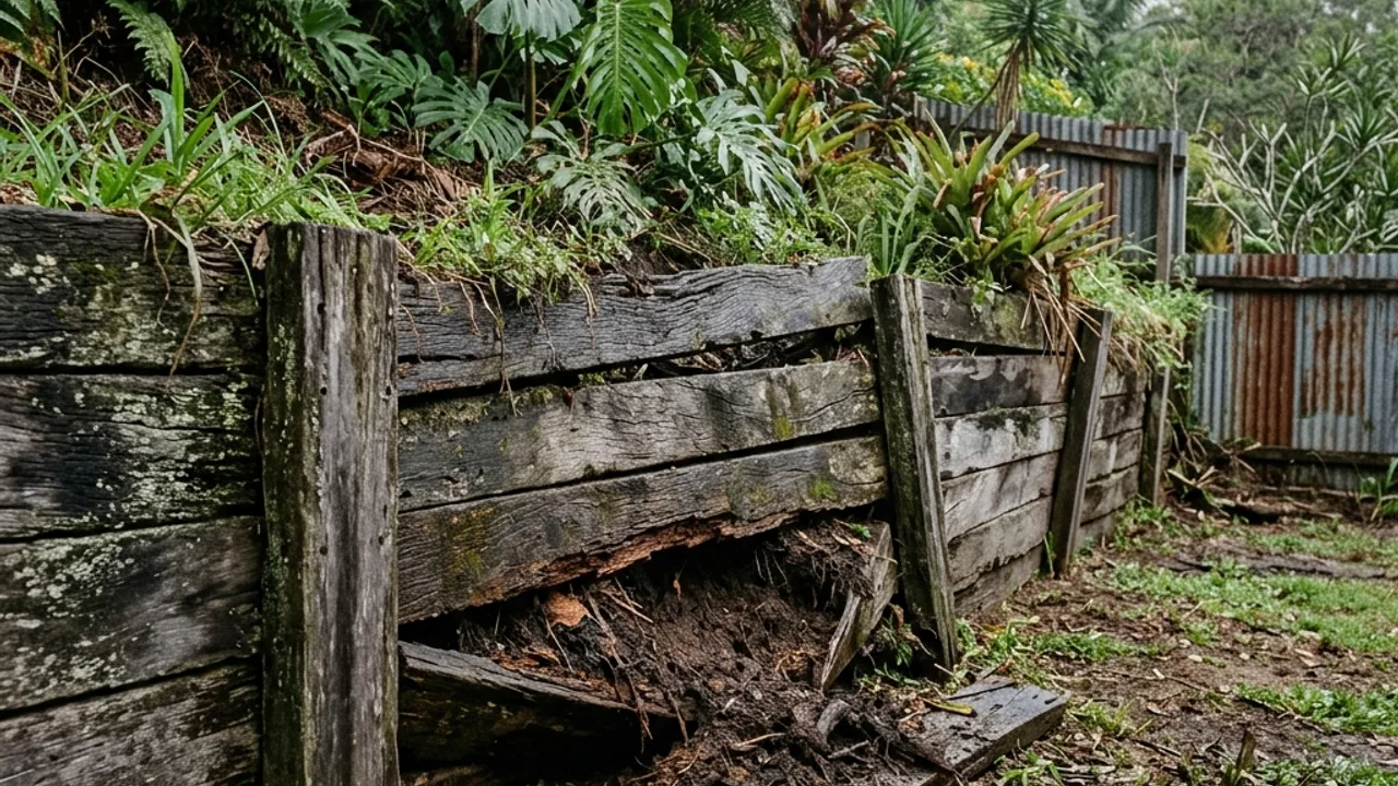 Retaining Wall Repairs & Replacement on a Sunshine Coast property, with the slope and drainage visible
